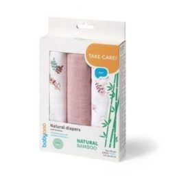 Bambukinių vystyklų rinkinys BabyOno Natural Bamboo, rožinis, 3 vnt