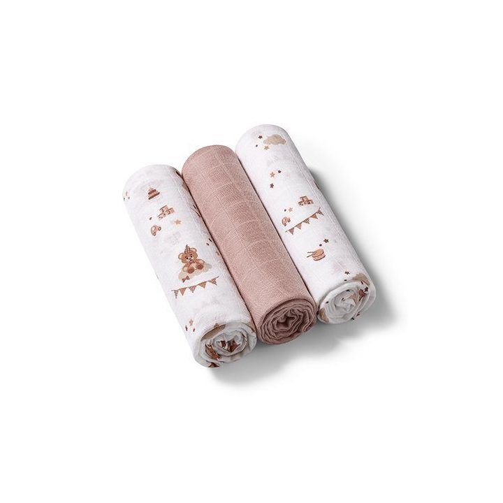Bambuko vystyklų rinkinys BabyOno, 70 × 70 cm, 3 vnt., rudas