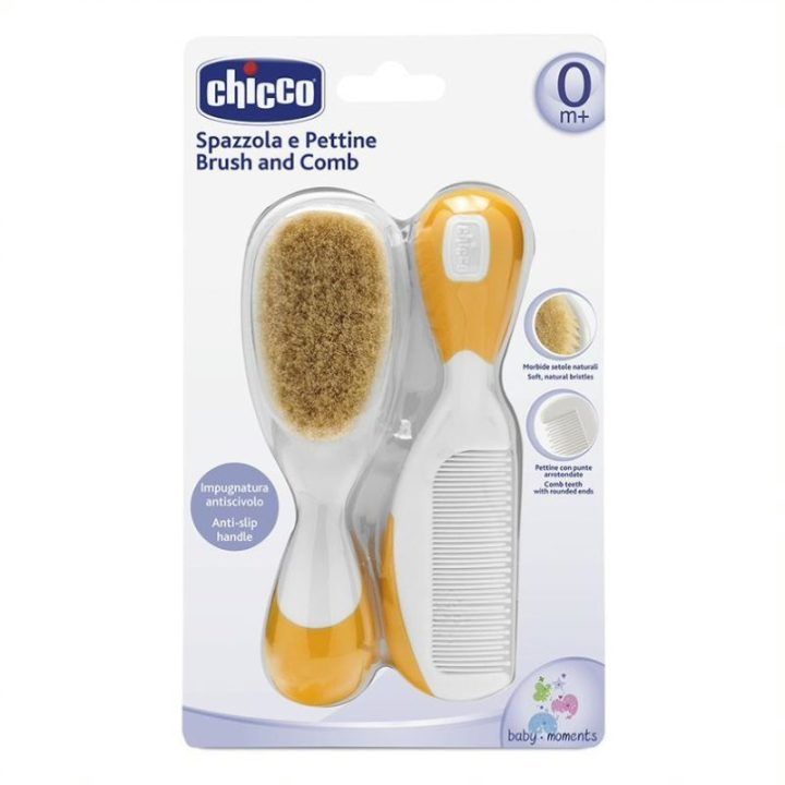 Kūdikių šepetėlio ir šukų rinkinys Chicco, oranžinis