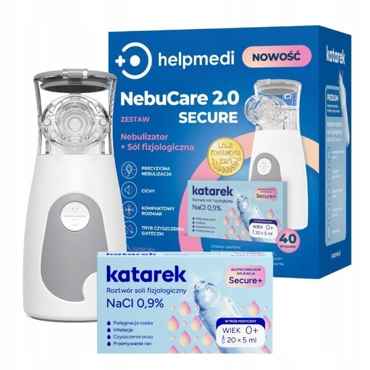 Nebulizatoriaus rinkinys HelpMedi NebuCare 2.0 Secure, 40 ampulių