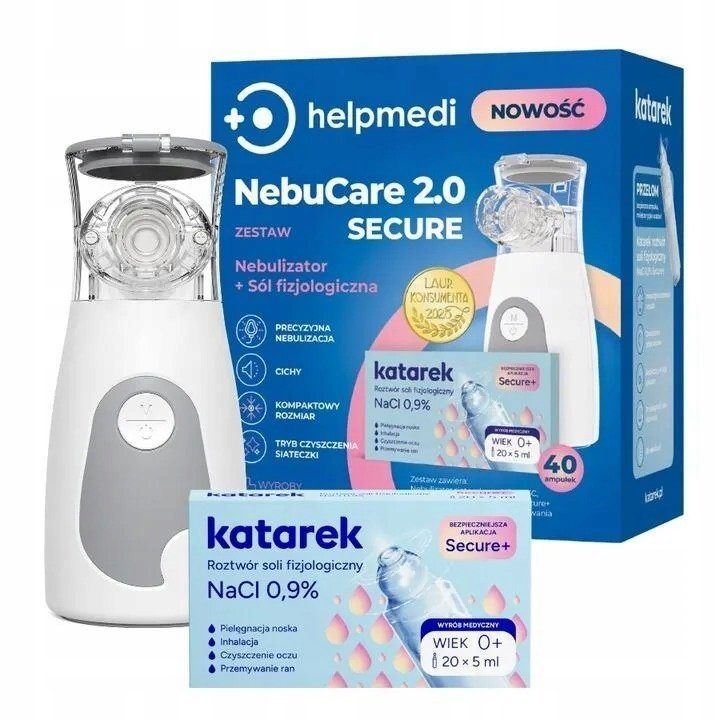 Nebulizatoriaus rinkinys HelpMedi NebuCare 2.0 Secure, 40 ampulių