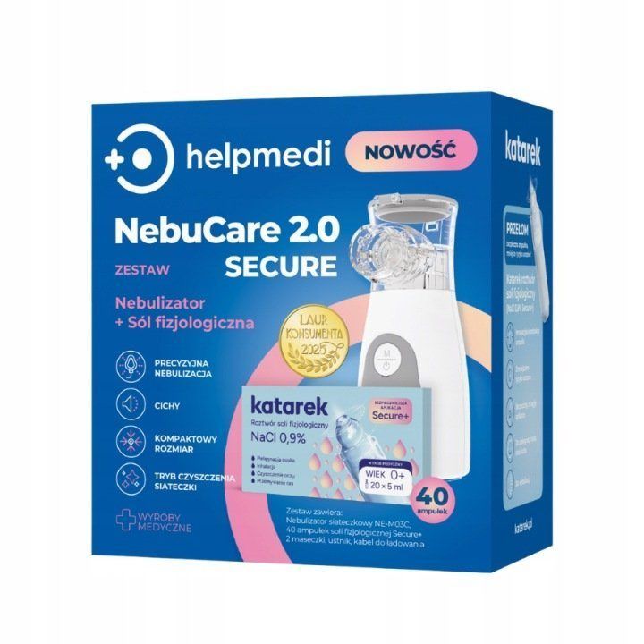 Nebulizatoriaus rinkinys HelpMedi NebuCare 2.0 Secure, 40 ampulių