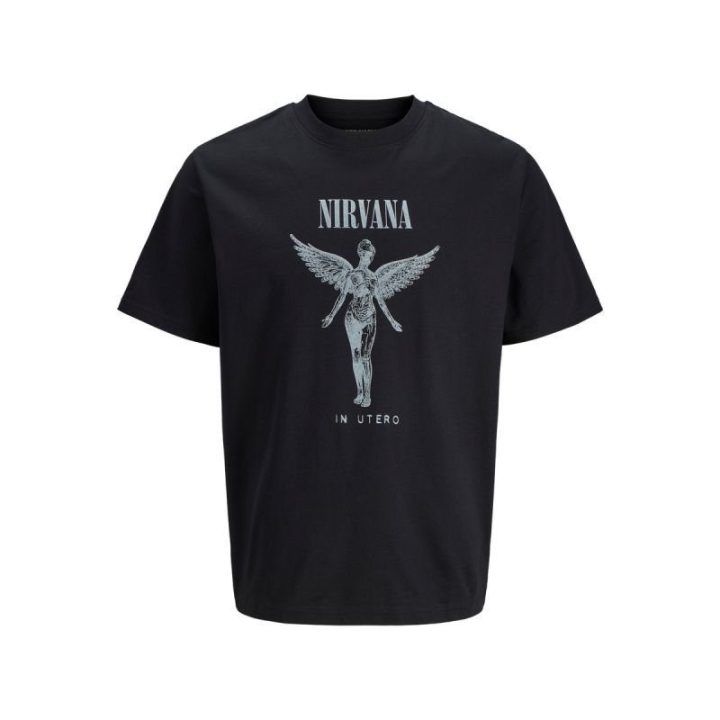 Vyriški marškinėliai su Nirvana motyvu Jack&Jones, juodi