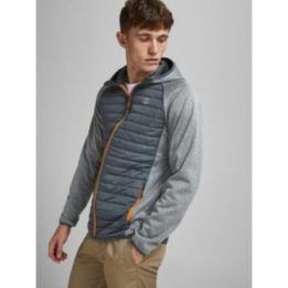 Dygsniuota striukė su gobtuvu Jack&Jones JJEMULTI, pilka melanžinė