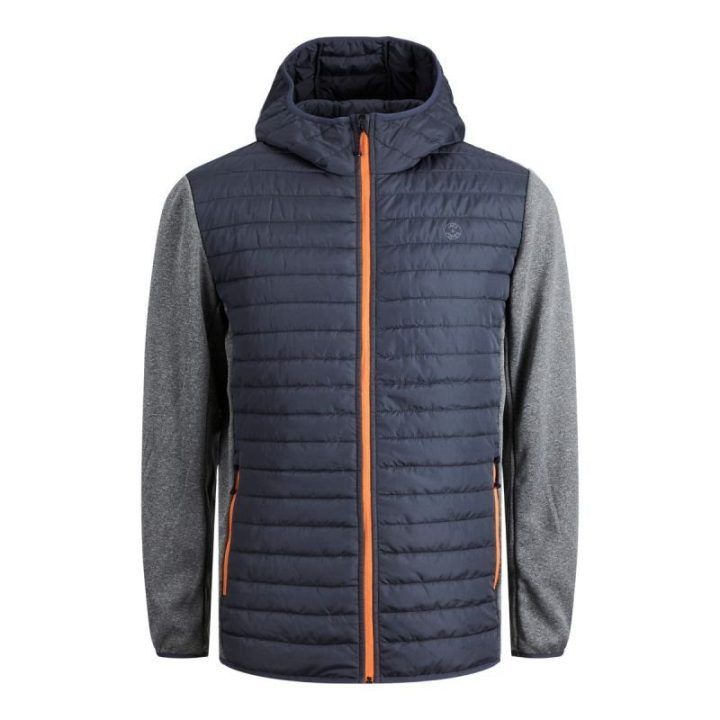 Dygsniuota striukė su gobtuvu Jack&Jones JJEMULTI, pilka melanžinė