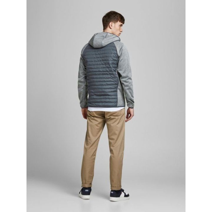 Dygsniuota striukė su gobtuvu Jack&Jones JJEMULTI, pilka melanžinė