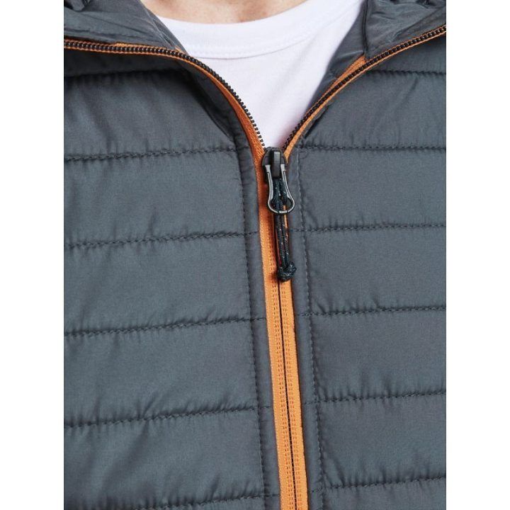 Dygsniuota striukė su gobtuvu Jack&Jones JJEMULTI, pilka melanžinė
