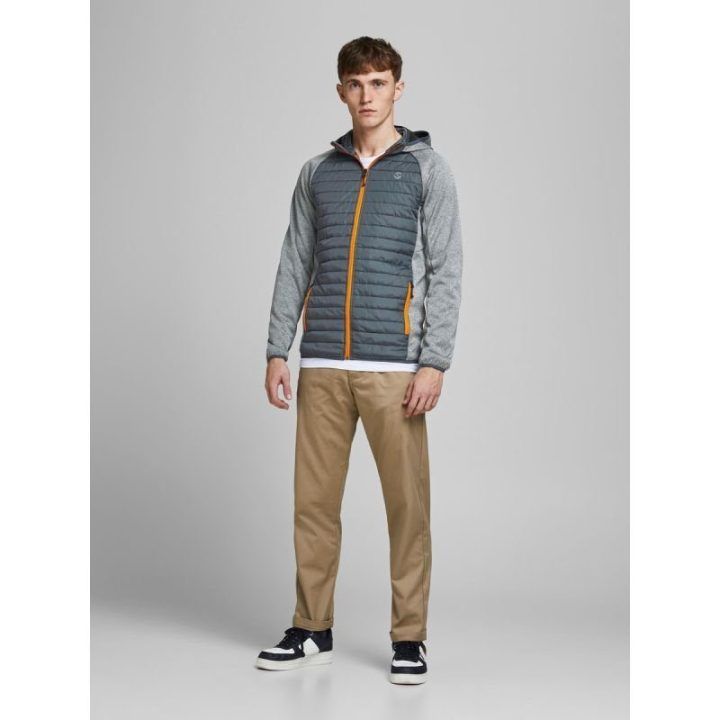 Dygsniuota striukė su gobtuvu Jack&Jones JJEMULTI, pilka melanžinė