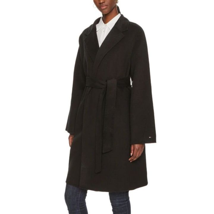 Moteriškas vilnonis paltas Tommy Hilfiger Reg Df Wool Belted