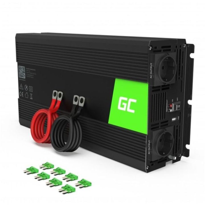 Įtampos keitiklis Green Cell INV11, 12 V/230 V, juodas