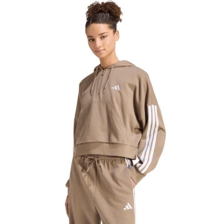 Moteriškas medvilninis džemperis adidas Essentials 3-Stripes, smėlio