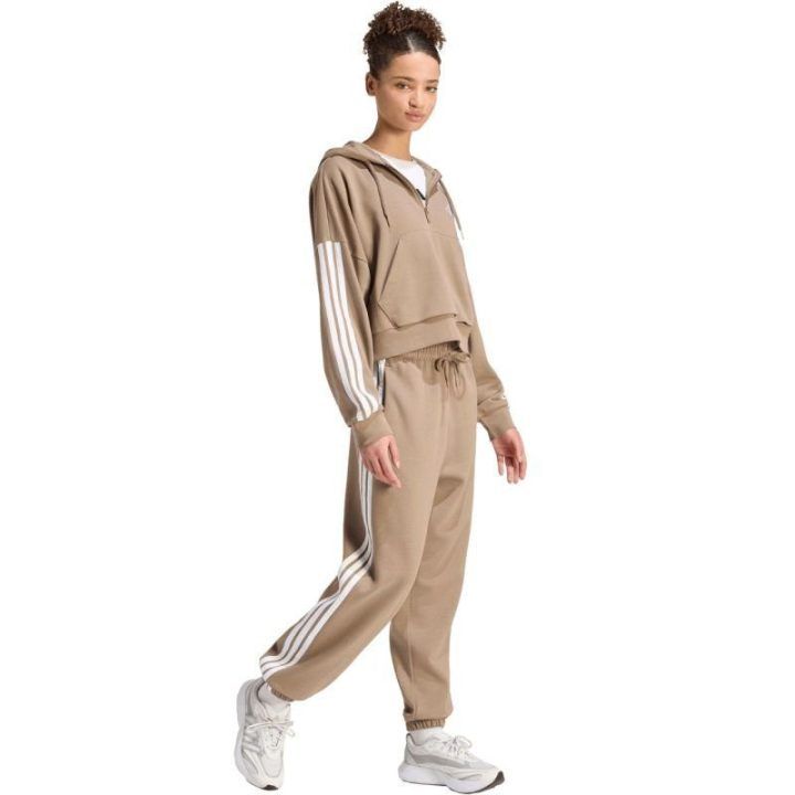 Moteriškas medvilninis džemperis adidas Essentials 3-Stripes, smėlio