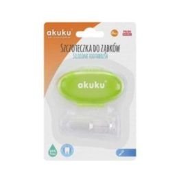 Kūdikių silikoninis dantų šepetėlis su dėklu Akuku, žalias