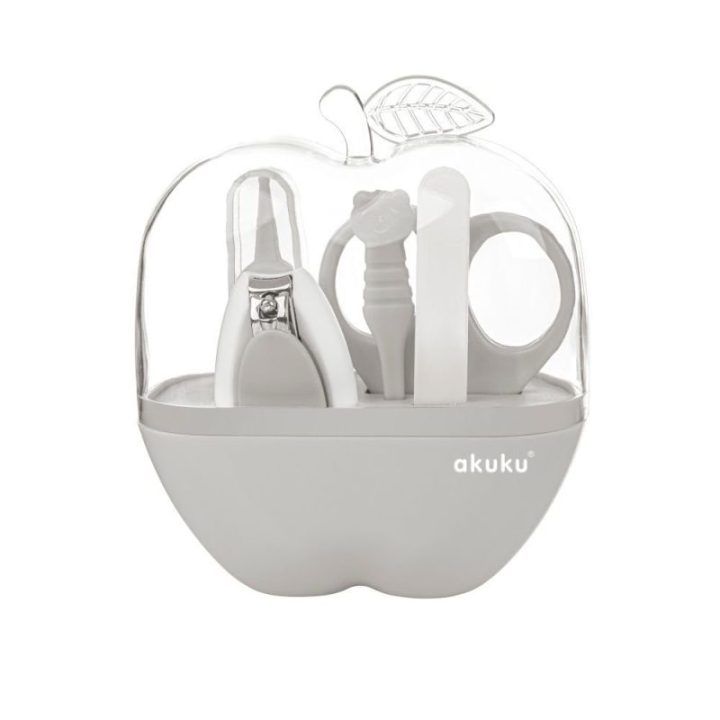Kūdikio nagų priežiūros rinkinys Akuku Apple Case, pilkas
