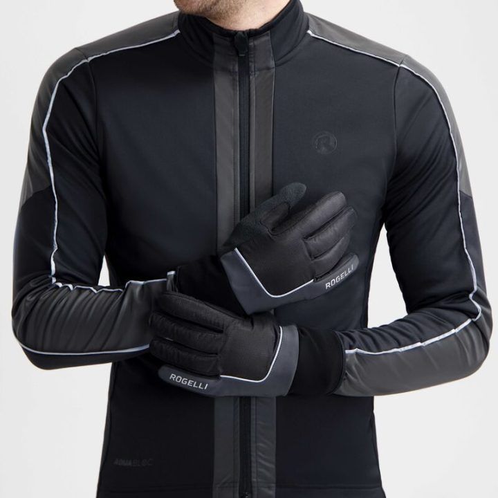 Žieminės pirštinės Rogelli Essential HiVis, juodos