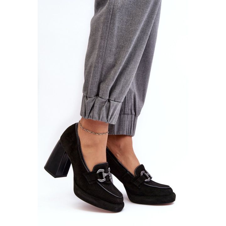 Odiniai bateliai ant masyvaus kulno Laura Messi 2706 Black