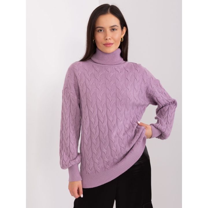 Šviesiai violetinis megztinis