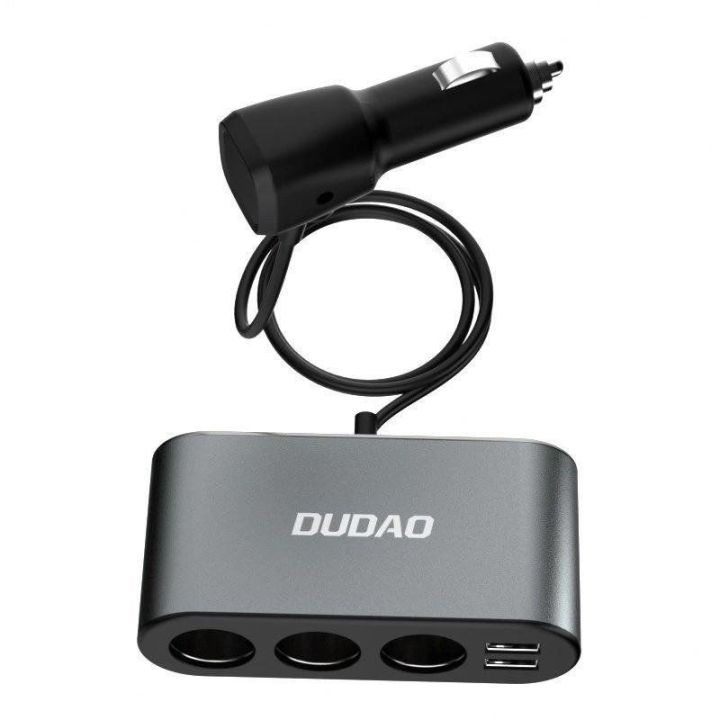 automobilinis įkroviklis 2x USB / 3x cigarečių žiebtuvėlio lizdo daliklis juodas (R1Pro juodas)