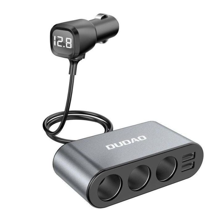 automobilinis įkroviklis 2x USB / 3x cigarečių žiebtuvėlio lizdo daliklis juodas (R1Pro juodas)