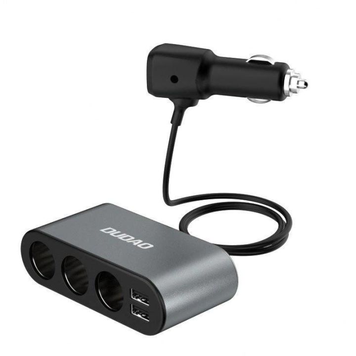 automobilinis įkroviklis 2x USB / 3x cigarečių žiebtuvėlio lizdo daliklis juodas (R1Pro juodas)