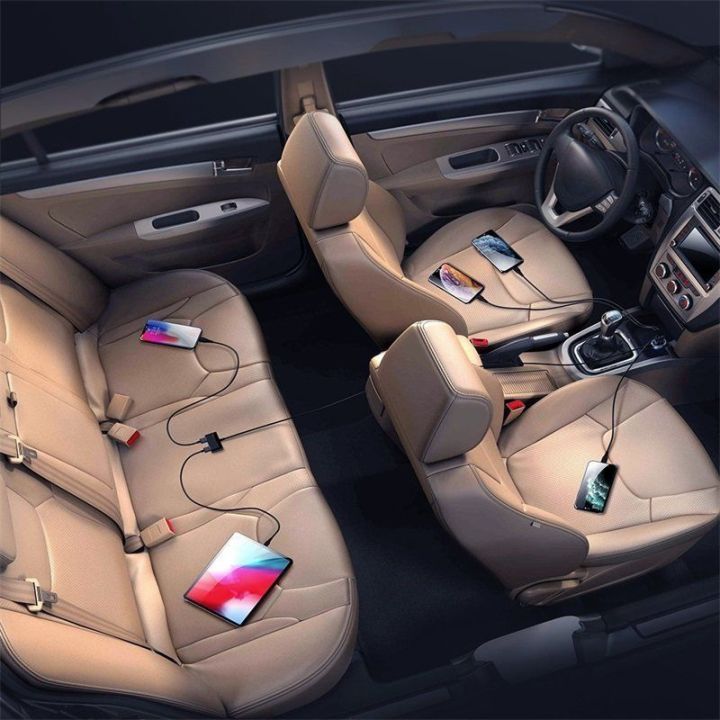 greitasis automobilinis įkroviklis 5x USB 6,2 A su ilginamuoju kabeliu, juodas (JR-CL03)
