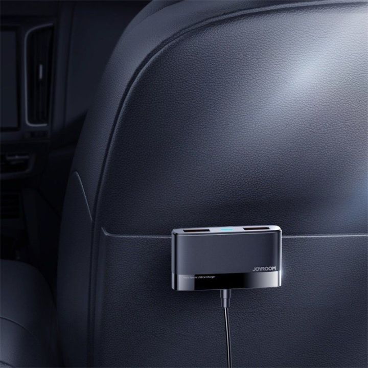 greitasis automobilinis įkroviklis 5x USB 6,2 A su ilginamuoju kabeliu, juodas (JR-CL03)