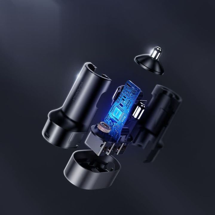 greitasis automobilinis įkroviklis 5x USB 6,2 A su ilginamuoju kabeliu, juodas (JR-CL03)