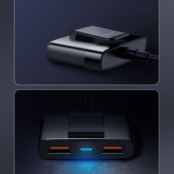 greitasis automobilinis įkroviklis 5x USB 6,2 A su ilginamuoju kabeliu, juodas (JR-CL03)