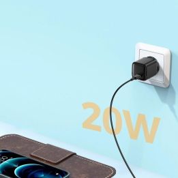 C tipo USB 20W Power Delivery greitojo įkrovimo 3.0 AFC greitasis įkroviklis, juodas (L-P202)