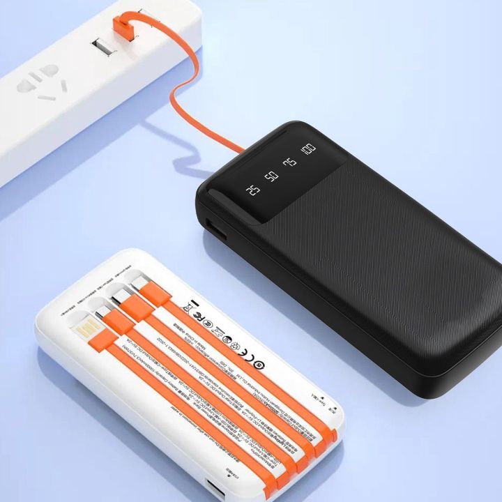 universalus maitinimo blokas 10000 mAh su USB laidu, C tipo USB, Lightning , baltas (K6Pro-white)