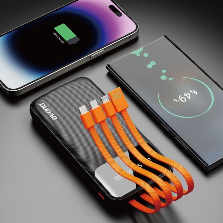 universalus maitinimo blokas 10000 mAh su USB laidu, C tipo USB, Lightning , juodas (K6Pro-juodas)