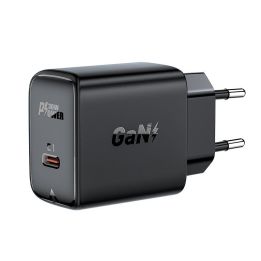 Acefast GaN USB C tipo tinklo įkroviklis 30 W, PD, QC 3.0, AFC, FCP juodas (A21 black)