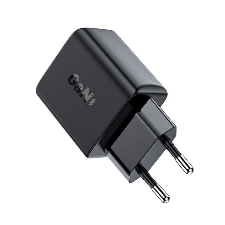 Acefast GaN USB C tipo tinklo įkroviklis 30 W, PD, QC 3.0, AFC, FCP juodas (A21 black)