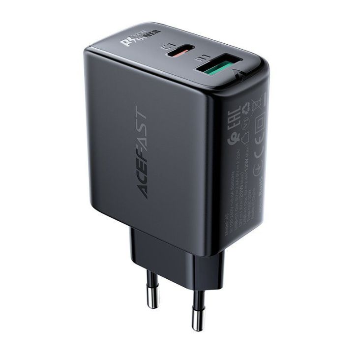Acefast C tipo USB / USB 32 W tinklo įkroviklis, PPS, PD, QC 3.0, AFC, FCP juodas (A5 juodas)