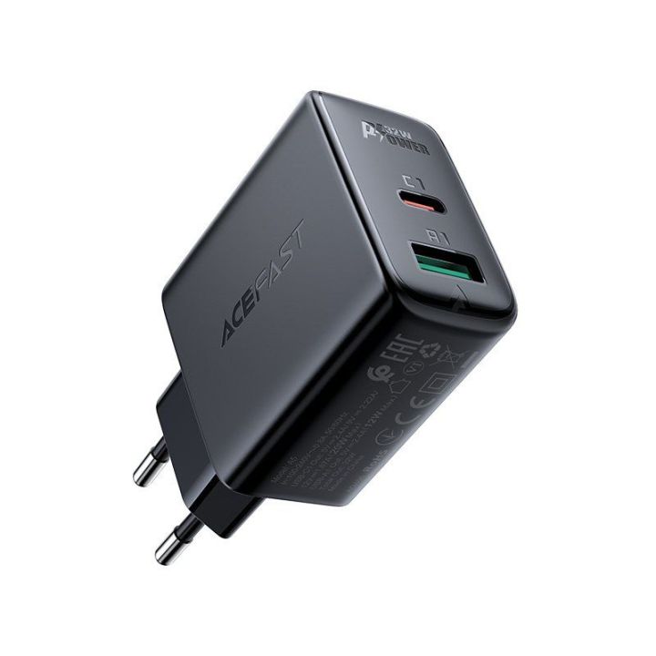 Acefast C tipo USB / USB 32 W tinklo įkroviklis, PPS, PD, QC 3.0, AFC, FCP juodas (A5 juodas)