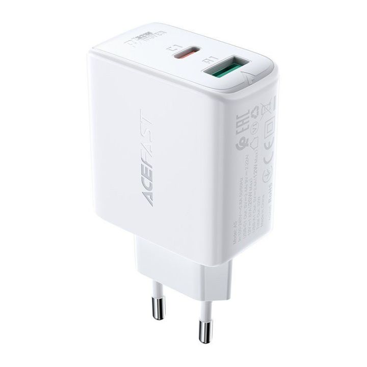 Acefast C tipo USB / USB 32 W tinklo įkroviklis, PPS, PD, QC 3.0, AFC, FCP baltas (A5 baltas)