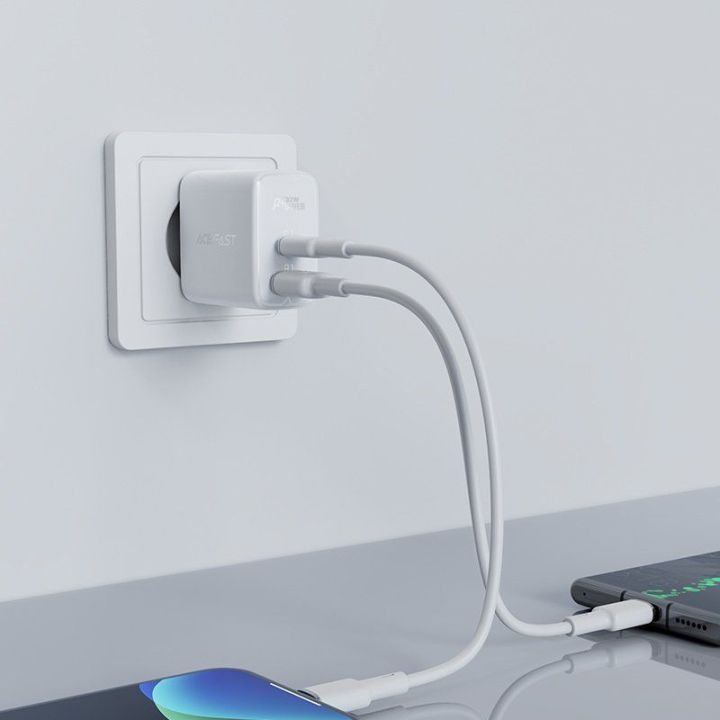 Acefast C tipo USB / USB 32 W tinklo įkroviklis, PPS, PD, QC 3.0, AFC, FCP baltas (A5 baltas)