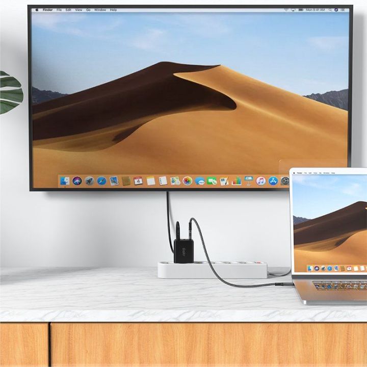 GaN Acefast A17 65W USB A įkroviklis, HDMI 4K 60Hz adapteris (kabelių rinkinys) - juodas