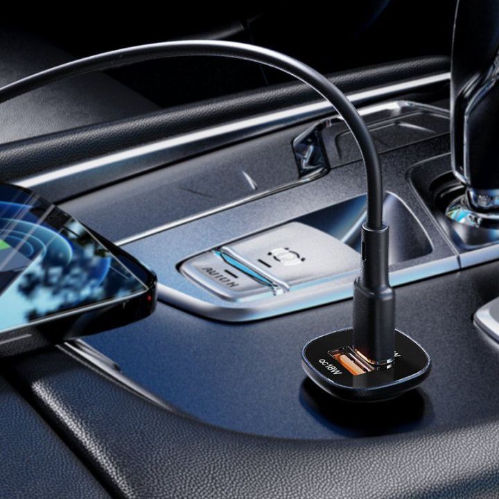 Acefast automobilinis įkroviklis 38W C tipo USB / USB, PPS, Power Delivery, Quick Charge 3.0, AFC, FCP juodas (B1 juodas)