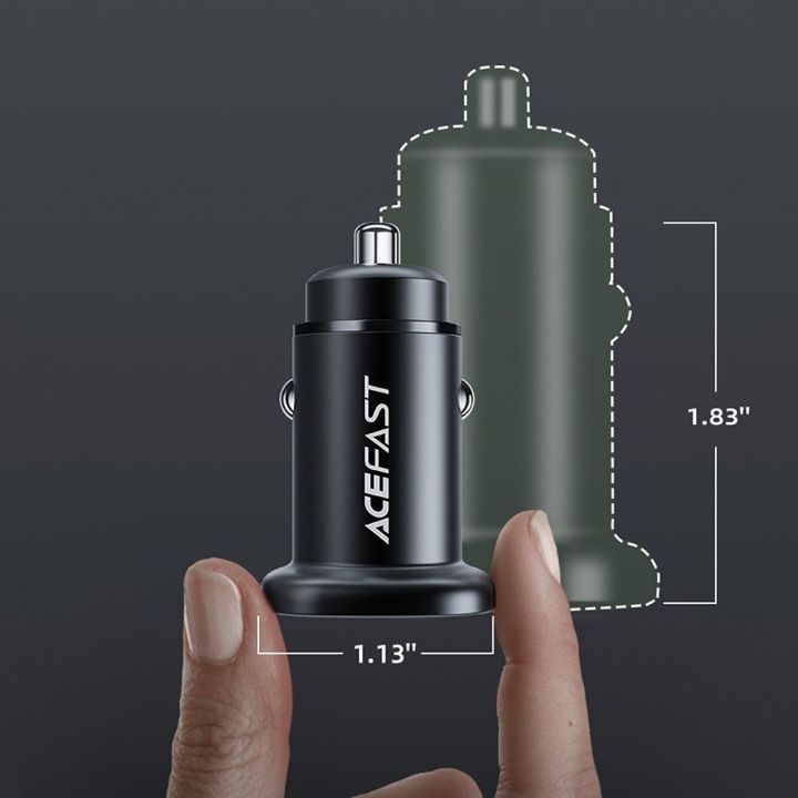Acefast automobilinis įkroviklis 38W C tipo USB / USB, PPS, Power Delivery, Quick Charge 3.0, AFC, FCP juodas (B1 juodas)