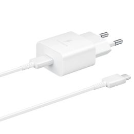Samsung USB Type C 15W PD AFC tinklo įkroviklis + USB Type C kabelis, baltas (EP-T1510XWEGEU)