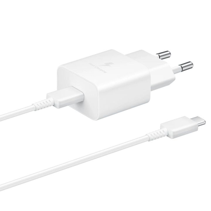 Samsung USB Type C 15W PD AFC tinklo įkroviklis + USB Type C kabelis, baltas (EP-T1510XWEGEU)
