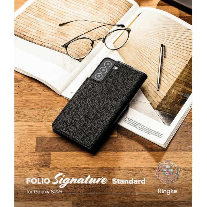 Ringke Folio Signature odinis atverčiamas dėklas Samsung Galaxy S22+ (S22 Plus), juodos spalvos (FSS118R262)
