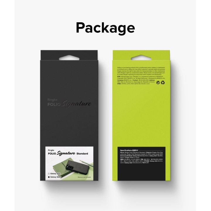 Ringke Folio Signature odinis atverčiamas dėklas Samsung Galaxy S22+ (S22 Plus), juodos spalvos (FSS118R262)