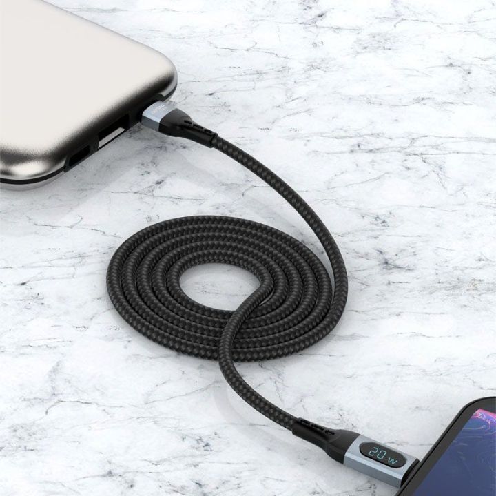 C tipo USB - Lightning greitojo įkrovimo laidas PD 20W 1 m juodas (L7MaxL)