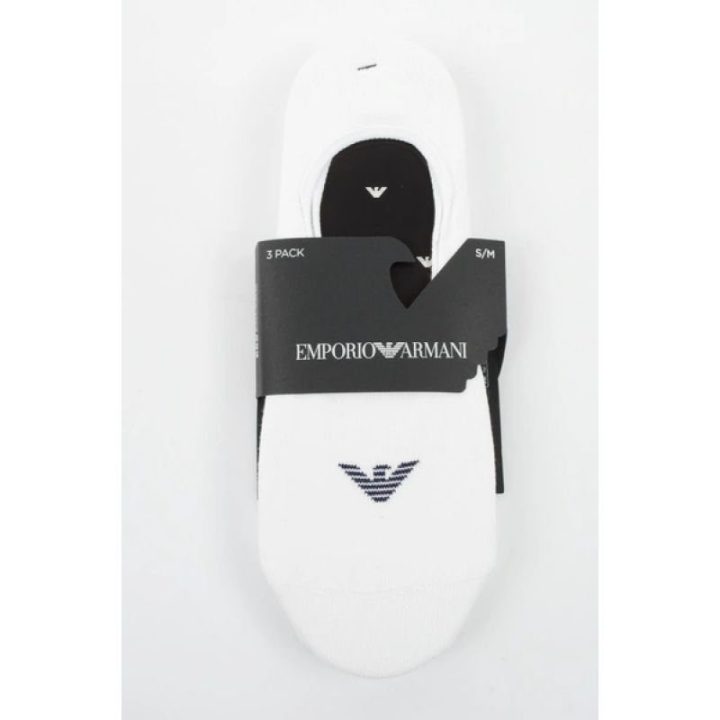 Medvilninių pėdučių komplektas Emporio Armani, 3 poros, baltas