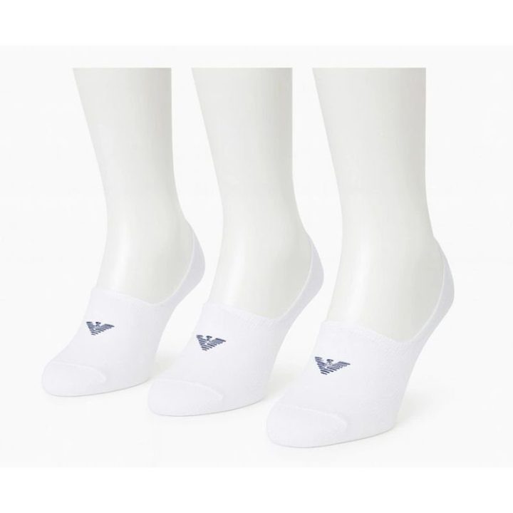 Medvilninių pėdučių komplektas Emporio Armani, 3 poros, baltas