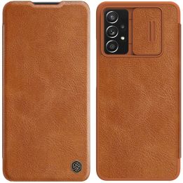 Nillkin Qin odinis dėklas Samsung Galaxy A73 rudos spalvos