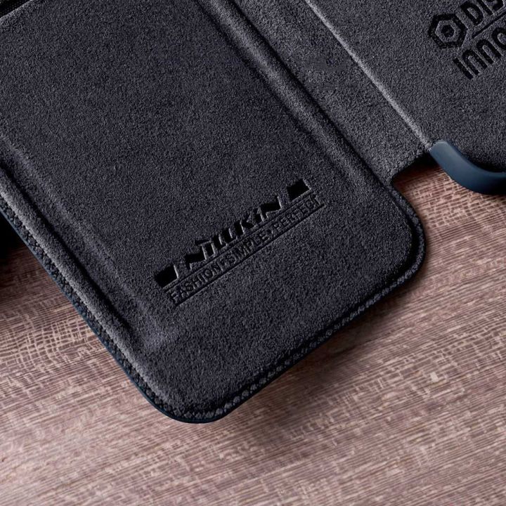 Nillkin Qin odinis dėklas Samsung Galaxy A73 rudos spalvos