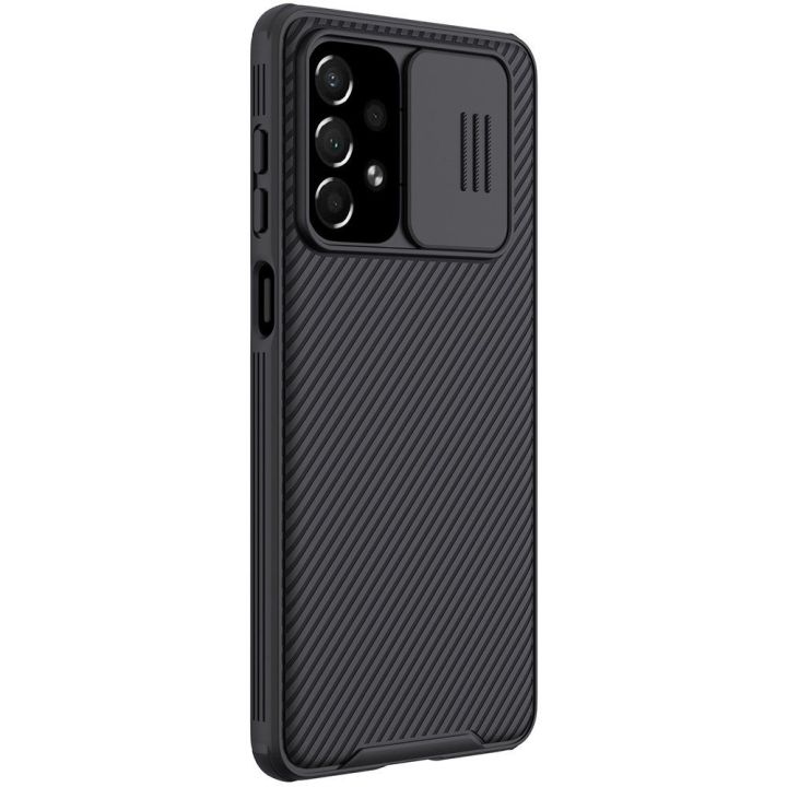 Nillkin CamShield Pro Case šarvuotas dėklas fotoaparato dangtelis Samsung Galaxy A73 juodas